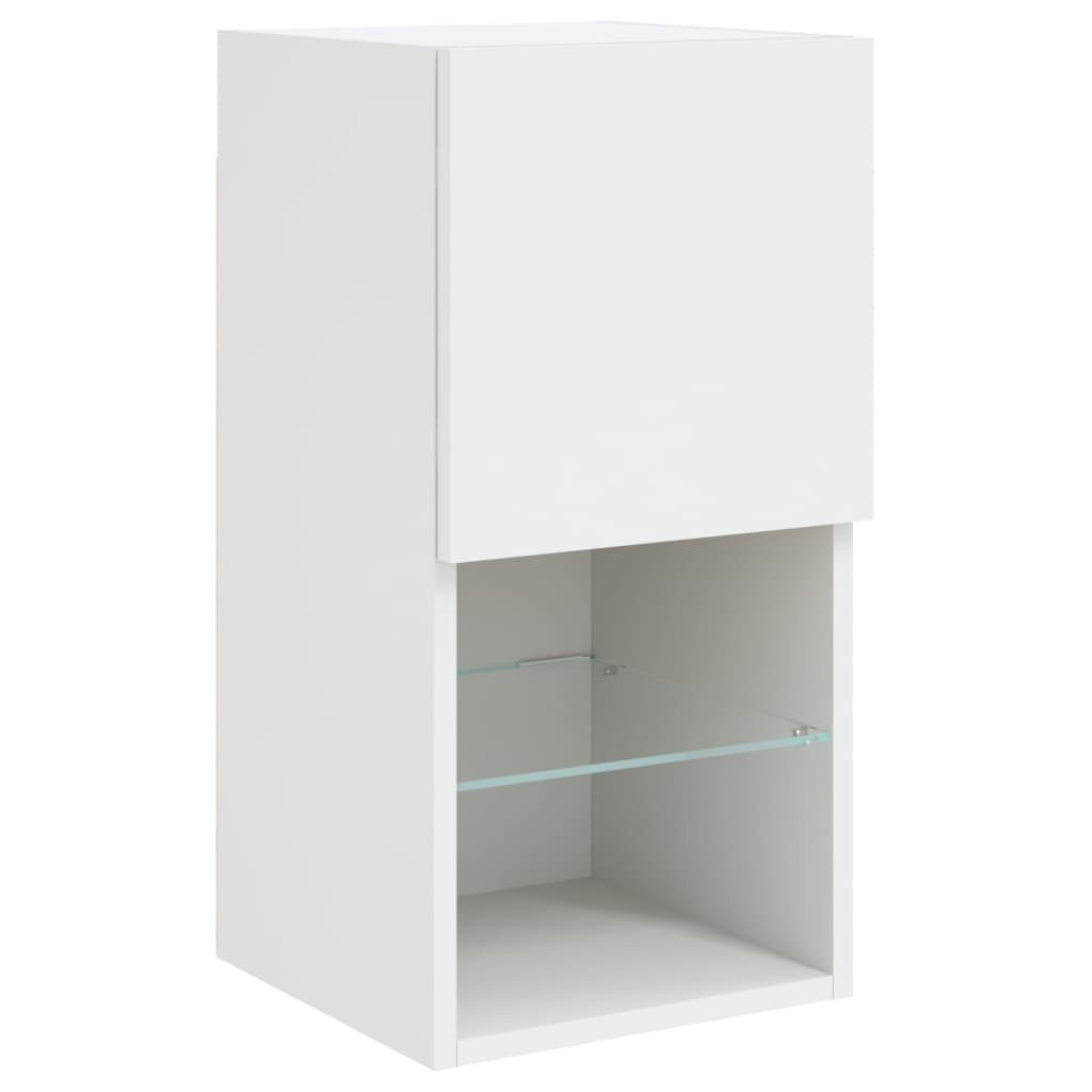 Meuble TV mural 4 pièces avec éclairage LED, blanc