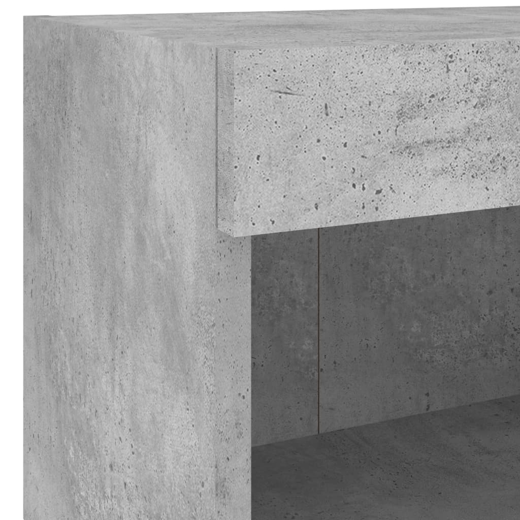 4-tlg. TV-Wohnwand mit LED-Leuchten Betongrau