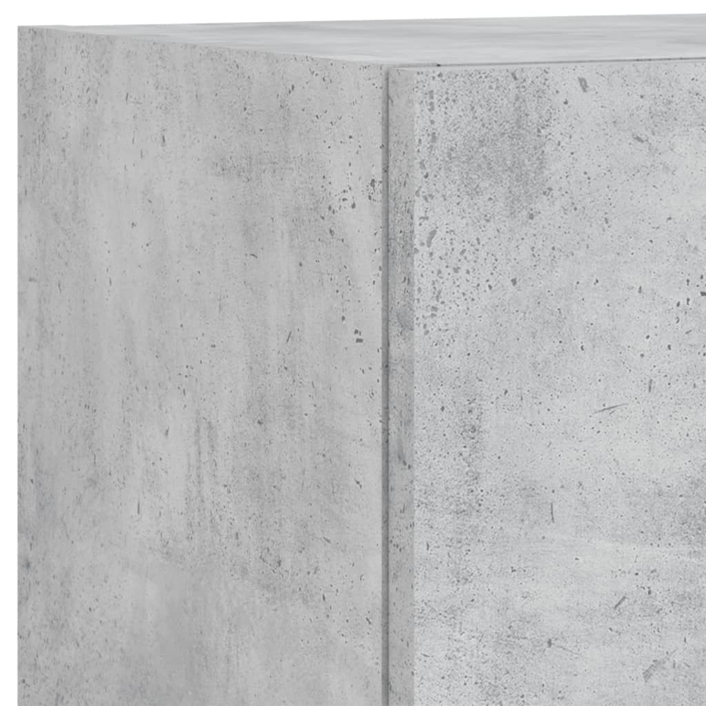 4-tlg. TV-Wohnwand mit LED-Leuchten Betongrau