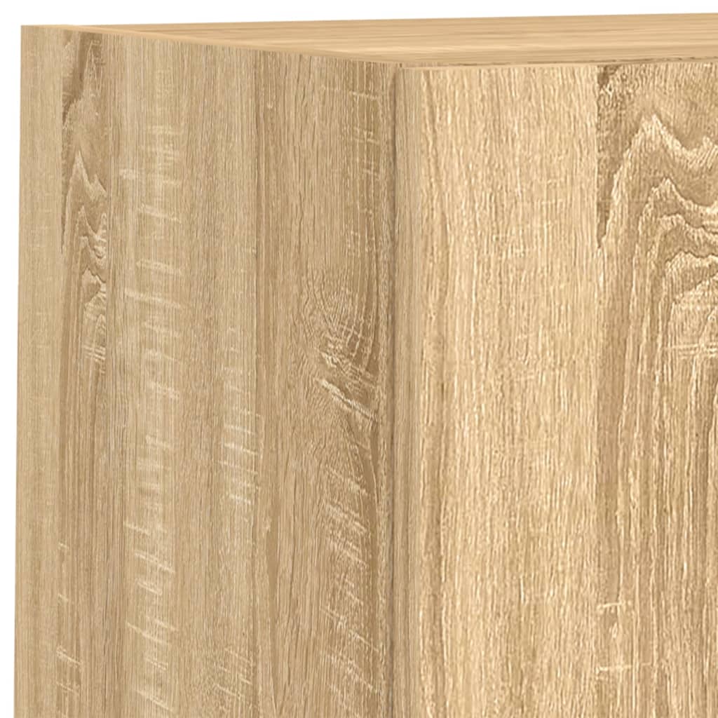 8-tlg. Wohnwand mit LED-Beleuchtung Sonoma-Eiche Holzwerkstoff