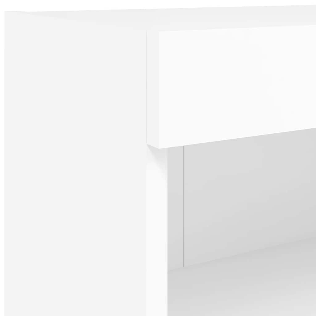 4-tlg. Wohnwand mit LED-Beleuchtung Weiß Holzwerkstoff