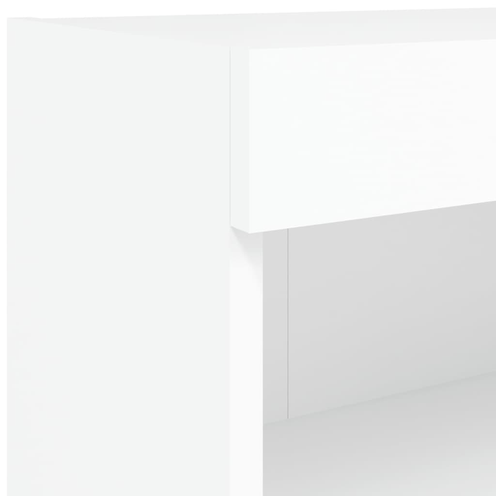 4-tlg. Wohnwand mit LED-Beleuchtung Weiß Holzwerkstoff