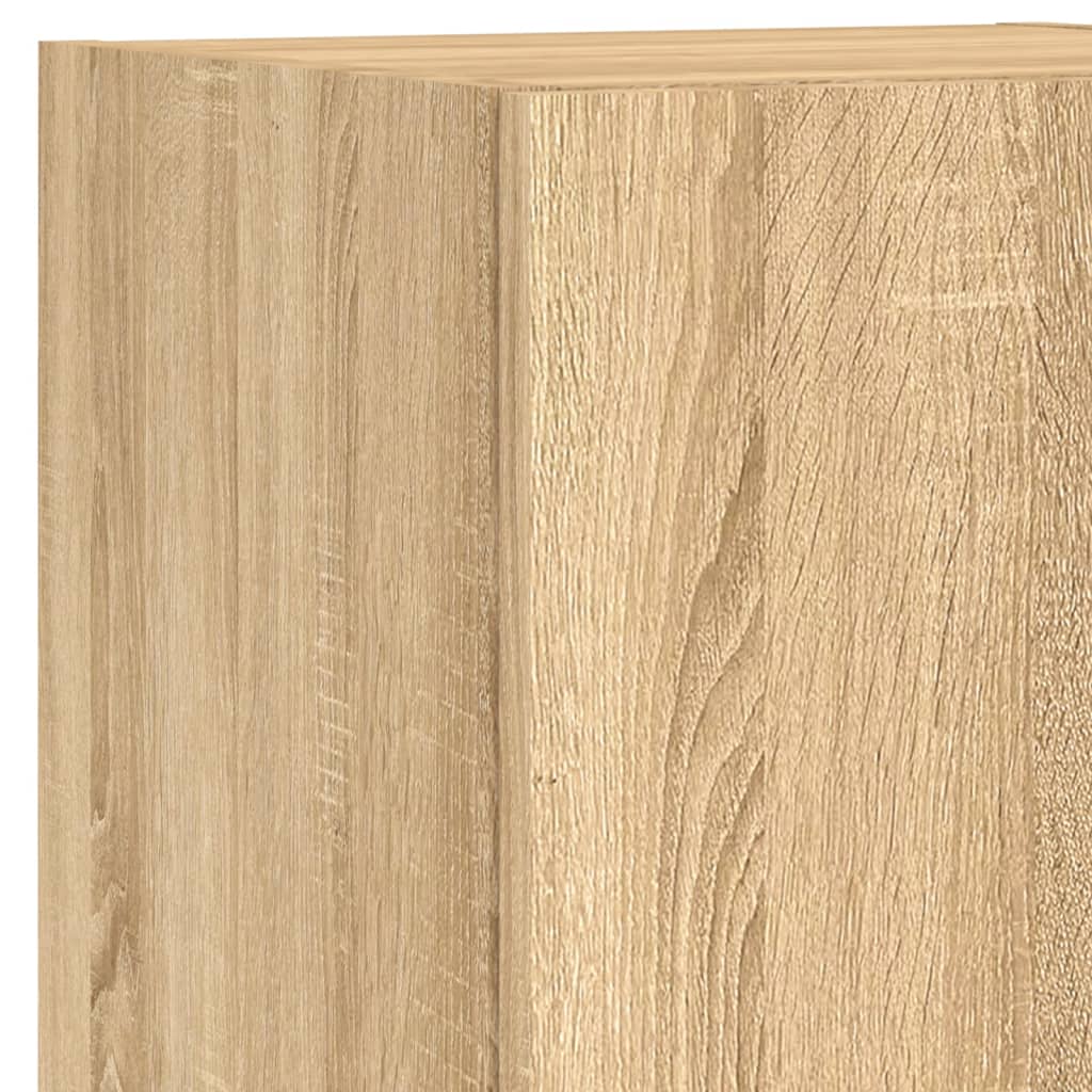 4-tlg. Wohnwand mit LED-Beleuchtung Sonoma-Eiche Holzwerkstoff