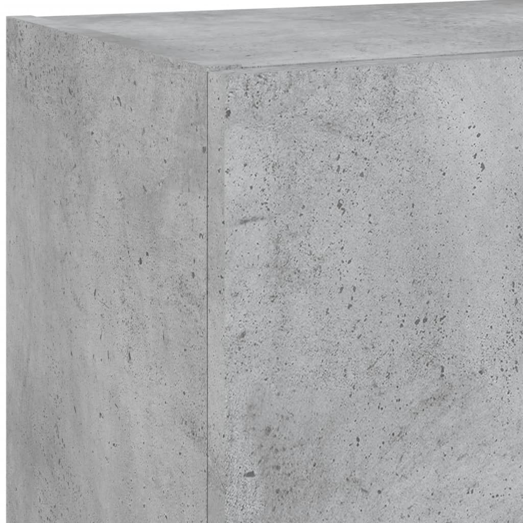 4-tlg. Wohnwand mit LED-Beleuchtung Betongrau Holzwerkstoff
