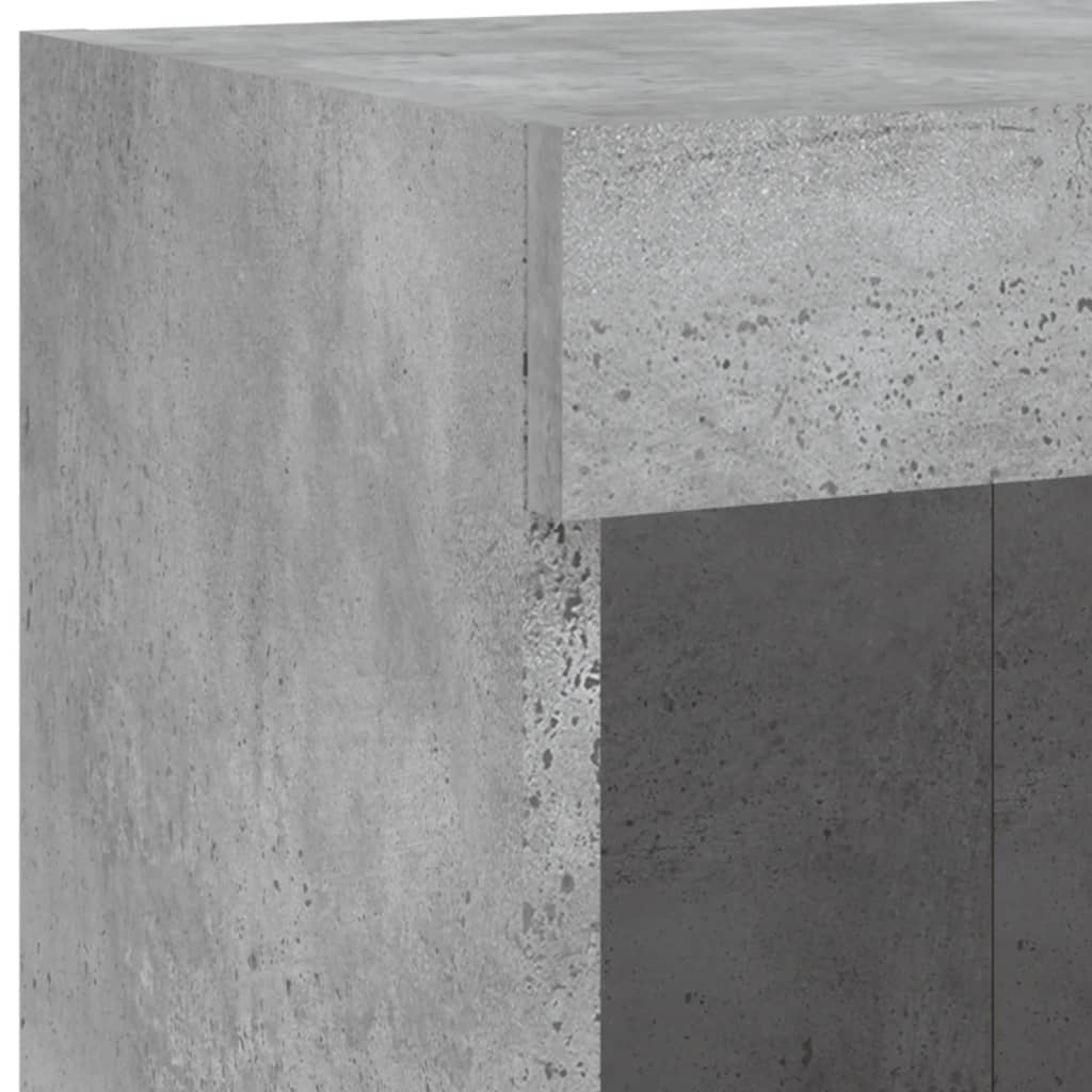 5-tlg. Wohnwand mit LED-Beleuchtung Betongrau Holzwerkstoff