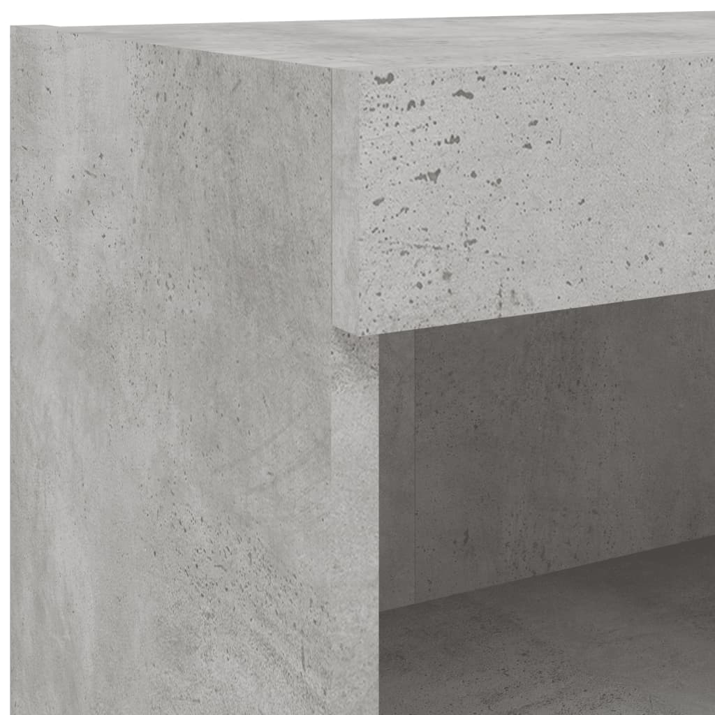 6-tlg. Wohnwand mit LED-Beleuchtung Betongrau Holzwerkstoff