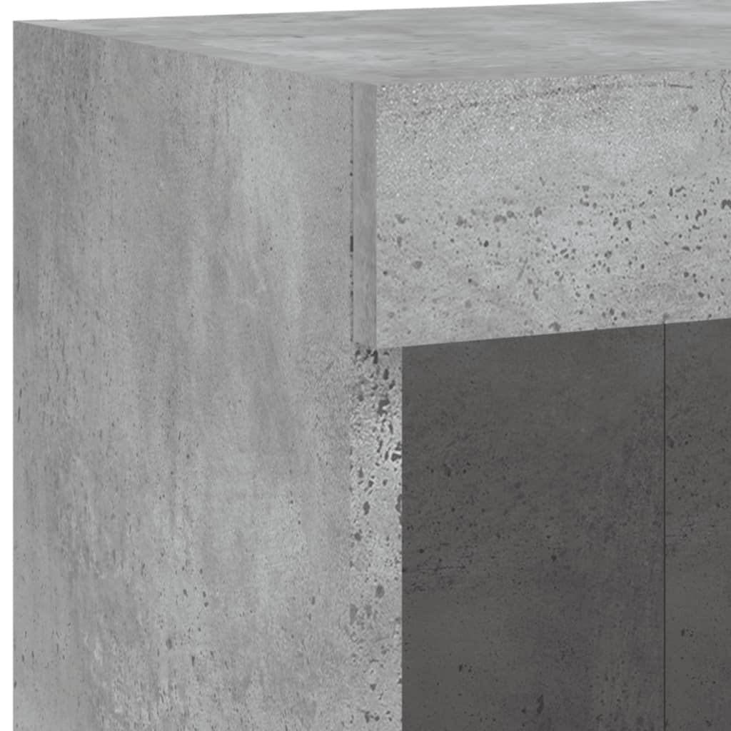 6-tlg. Wohnwand mit LED-Beleuchtung Betongrau Holzwerkstoff