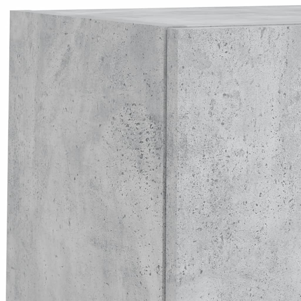 6-tlg. Wohnwand mit LED-Beleuchtung Betongrau Holzwerkstoff