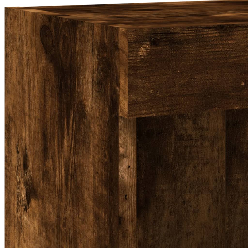 6-tlg. Wohnwand mit LED-Beleuchtung Räuchereiche Holzwerkstoff