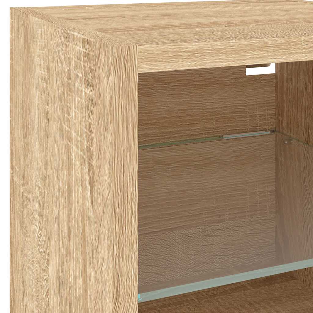 4-tlg. Wohnwand mit LED-Beleuchtung Sonoma-Eiche Holzwerkstoff