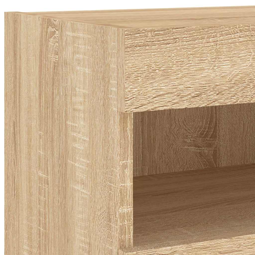 4-tlg. Wohnwand mit LED-Beleuchtung Sonoma-Eiche Holzwerkstoff
