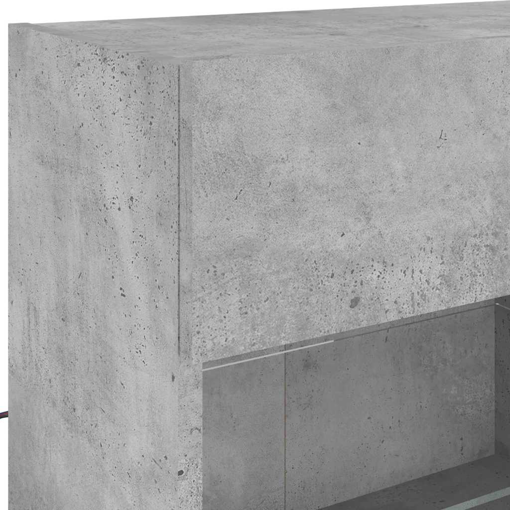 6-tlg. TV-Wohnwand mit LED-Leuchten Betongrau
