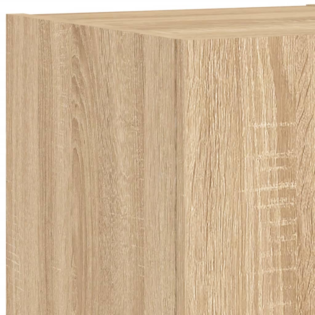 Meuble TV mural 4 pièces avec éclairage LED en chêne Sonoma