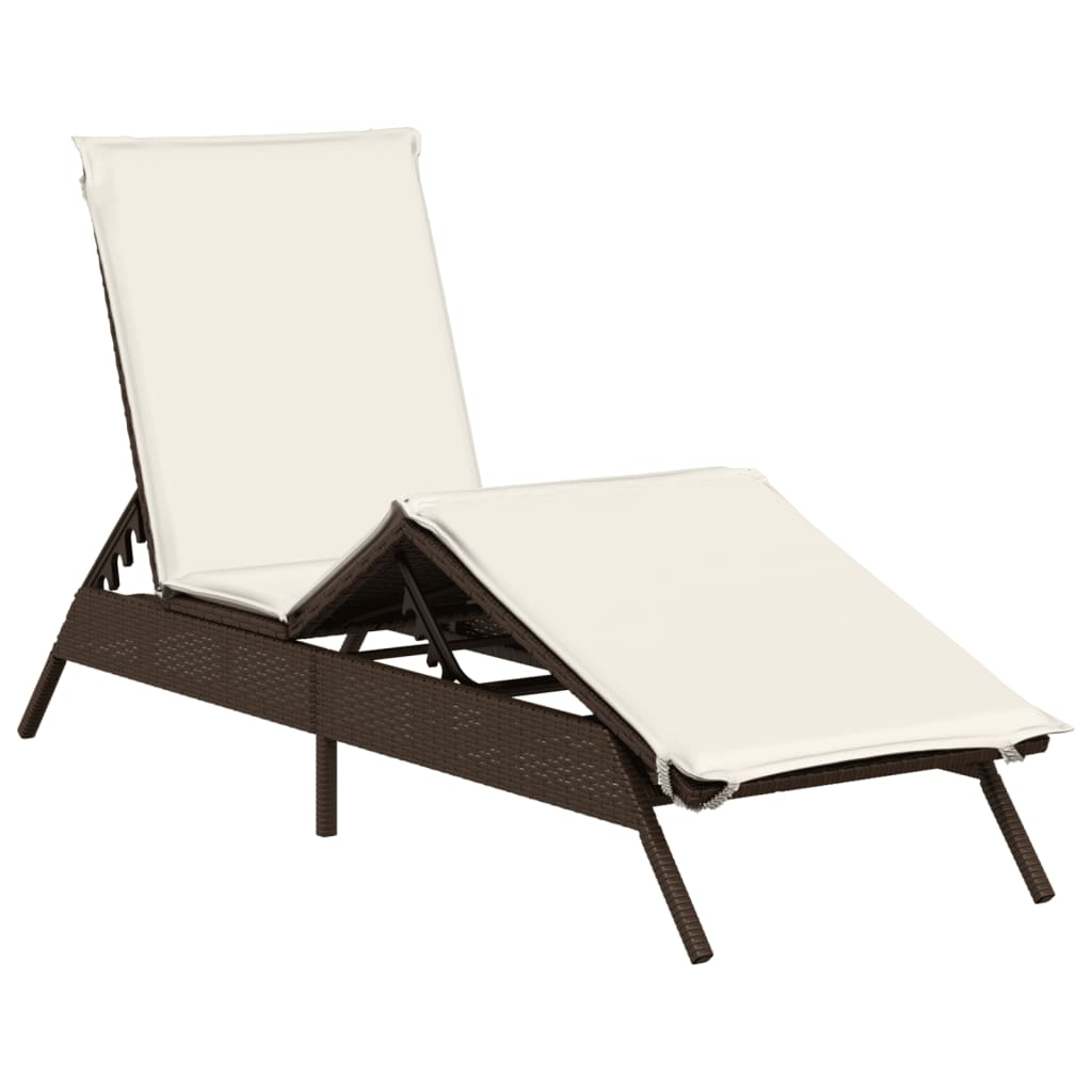 Bain de soleil avec coussin en polyrotin marron