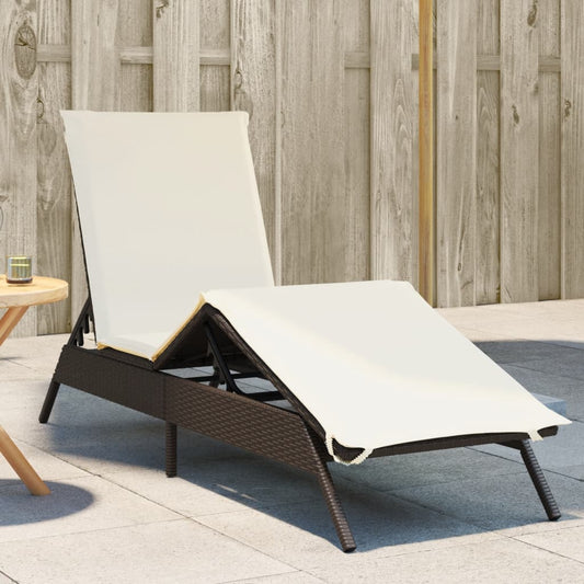 Bain de soleil avec coussin en polyrotin marron