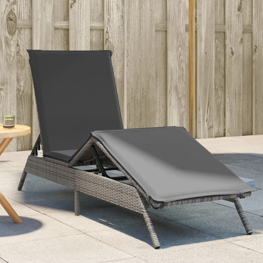 Bain de soleil avec coussin en polyrotin gris