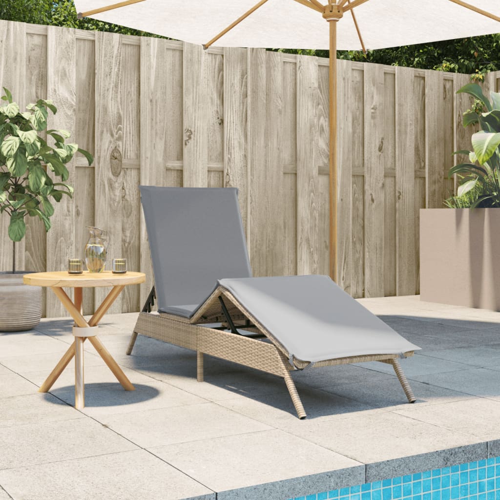 Bain de soleil avec coussin en polyrotin beige