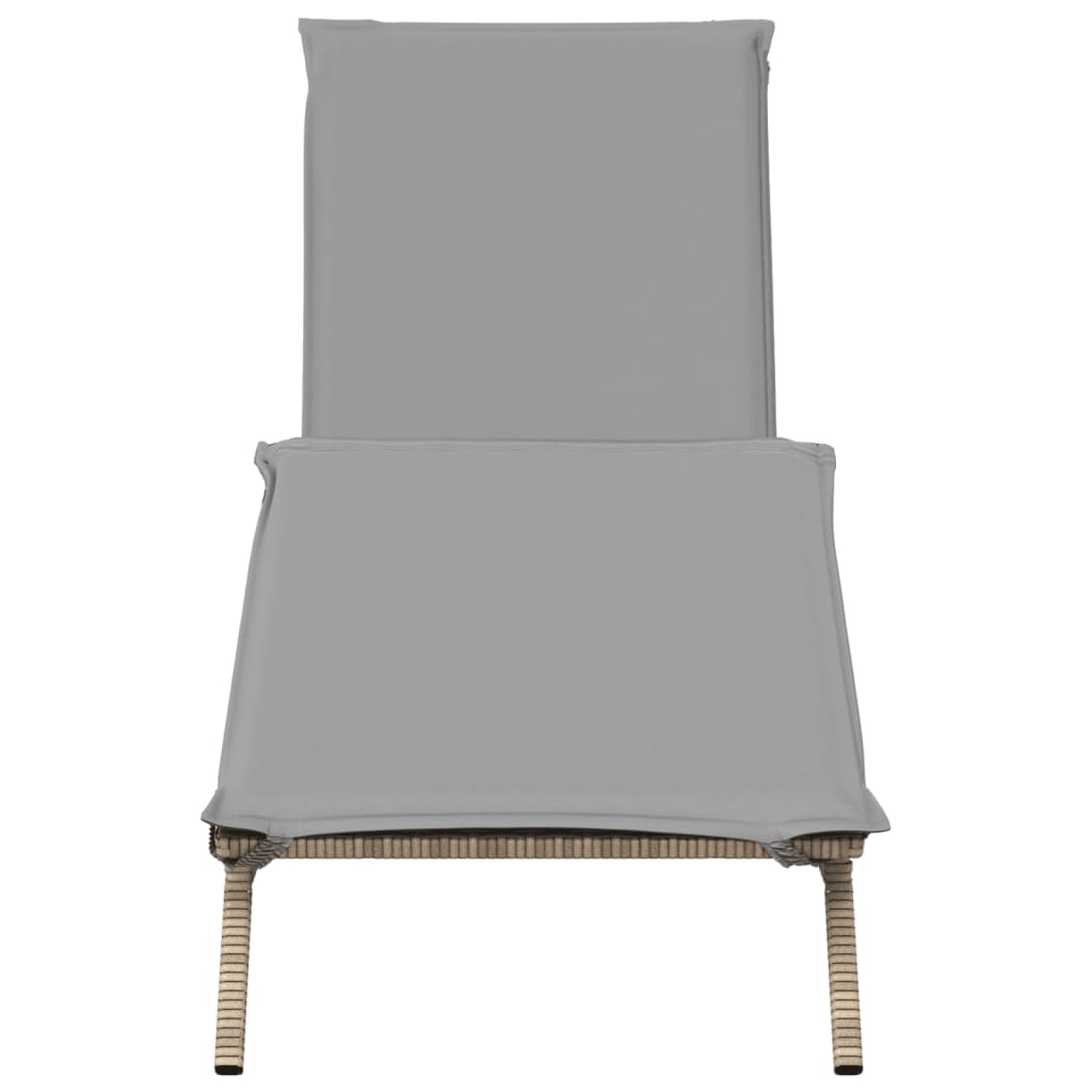 Bain de soleil avec coussin en polyrotin beige