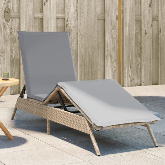 Bain de soleil avec coussin en polyrotin beige