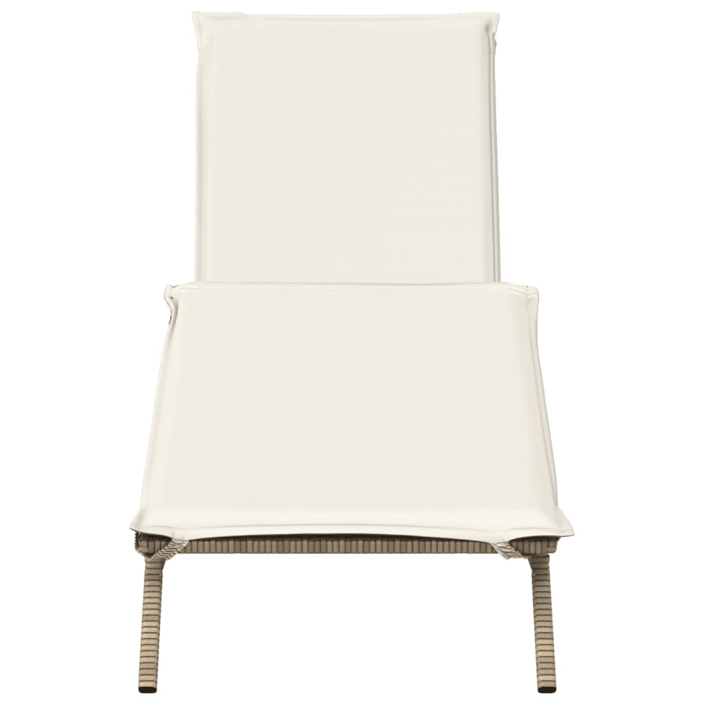 Bain de soleil avec coussin en polyrotin beige