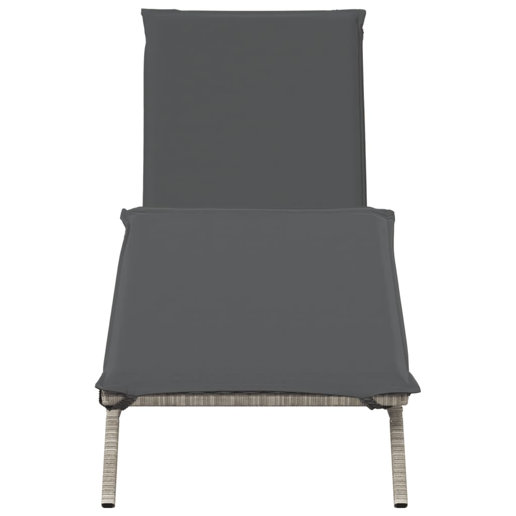 Bain de soleil avec coussin en polyrotin gris clair