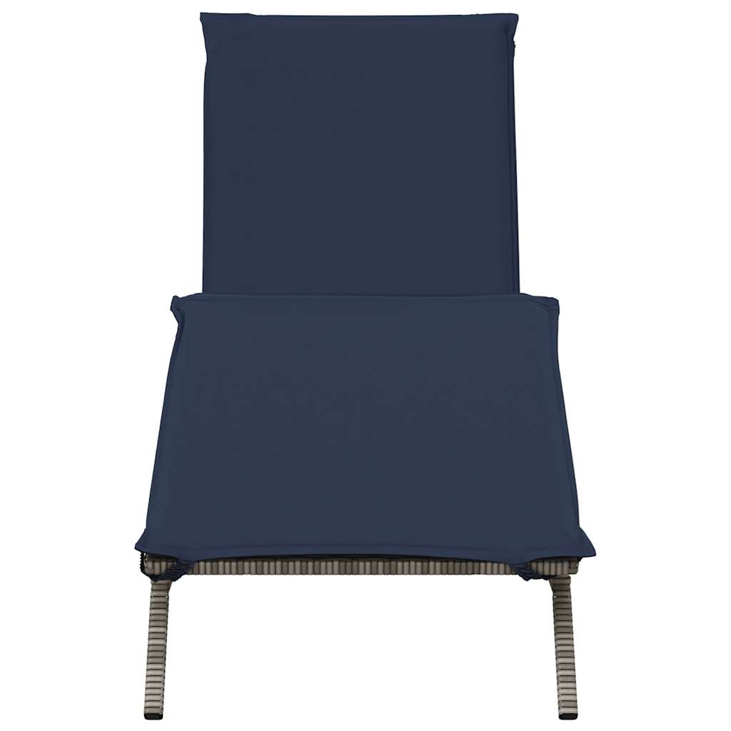Sonnenliege mit Kissen Grau Poly Rattan