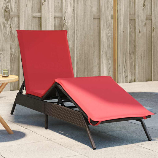 Sonnenliege mit Kissen Braun Poly Rattan