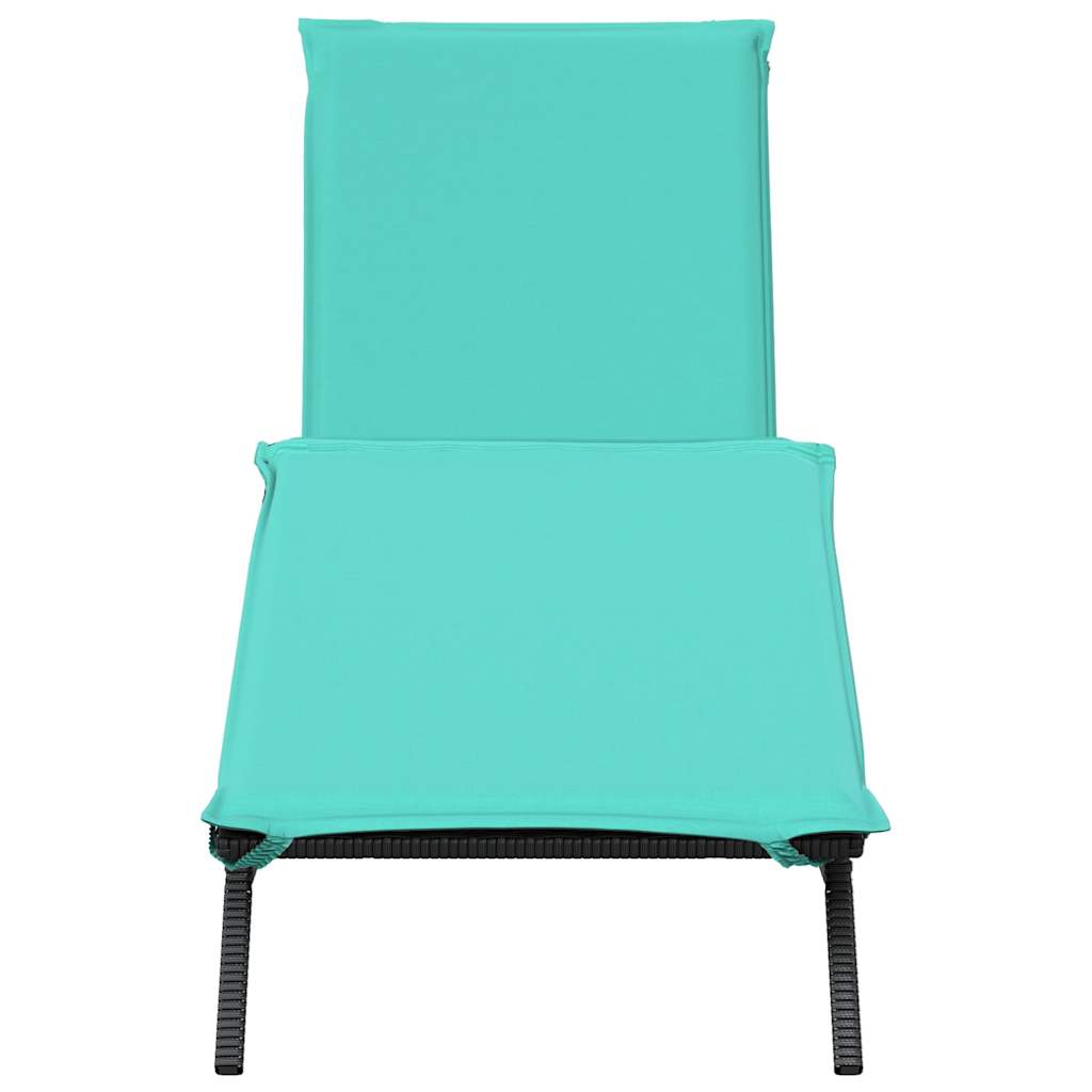 Sonnenliege mit Kissen Schwarz Poly Rattan