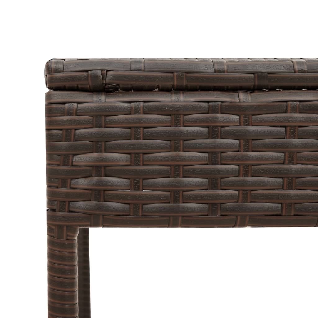 Sun loungers 2 pieces with table brown poly rattan