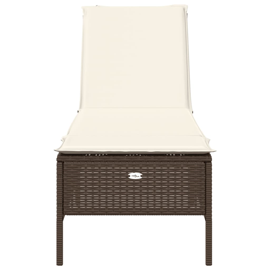 Bain de soleil avec coussin en polyrotin marron