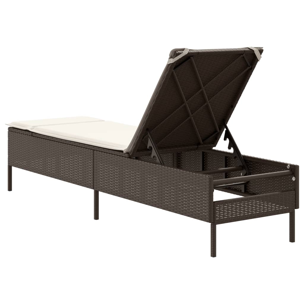 Bain de soleil avec coussin en polyrotin marron