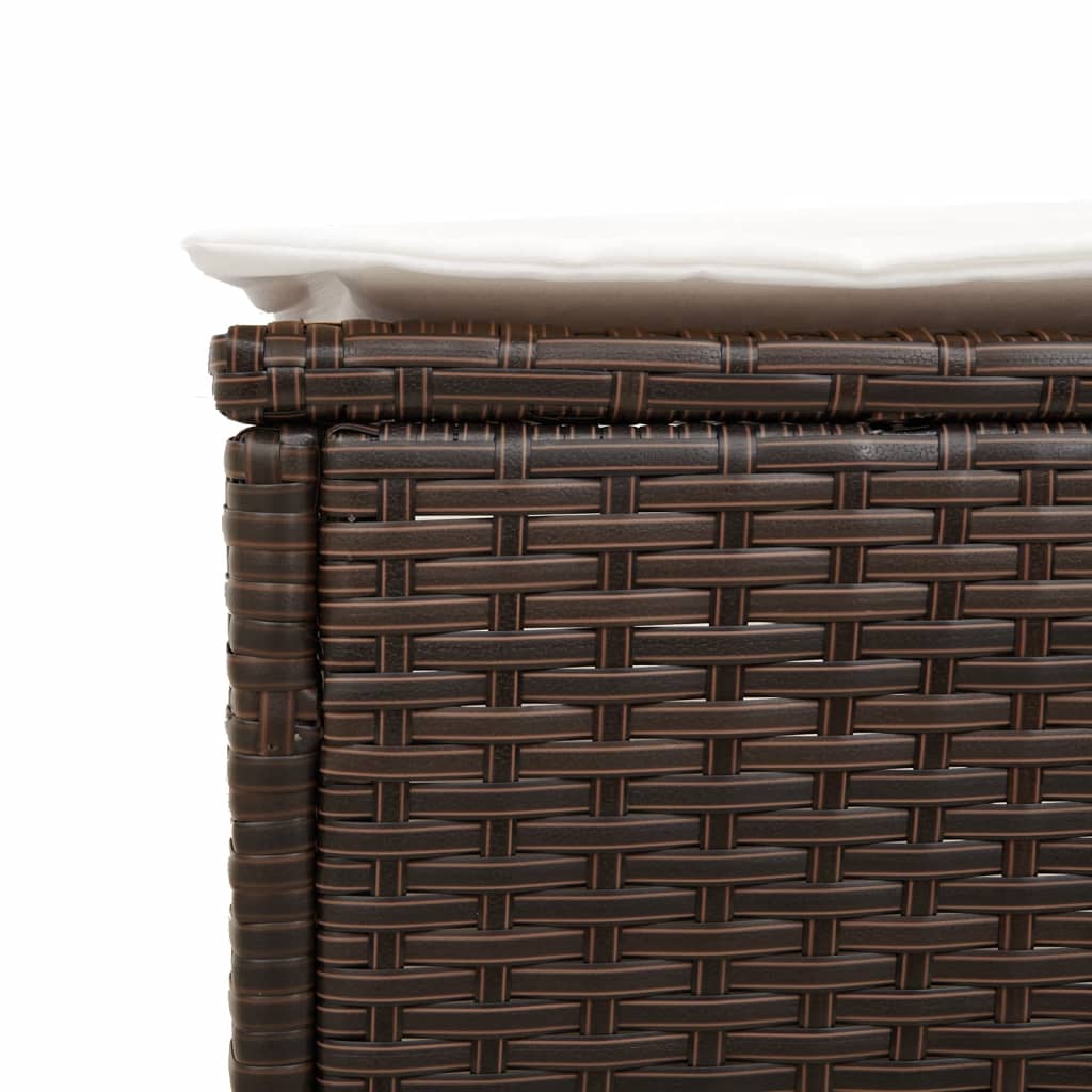 Bain de soleil avec coussin en polyrotin marron