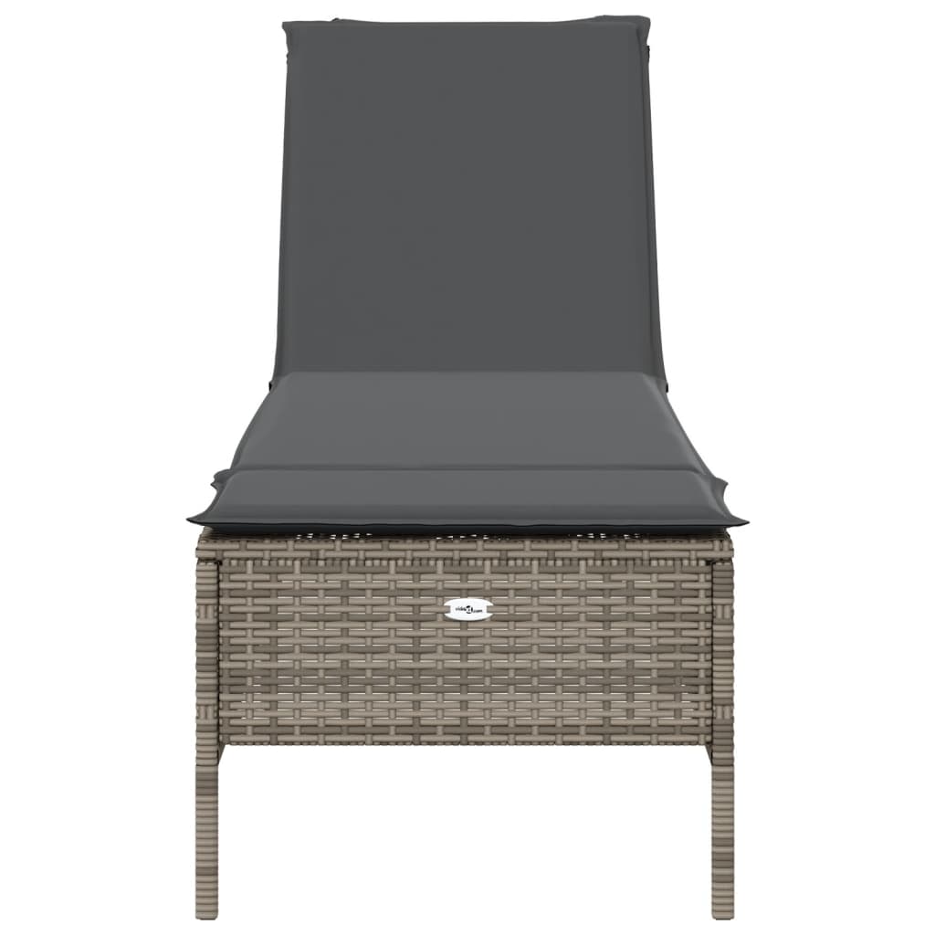 Bain de soleil avec coussin en polyrotin gris