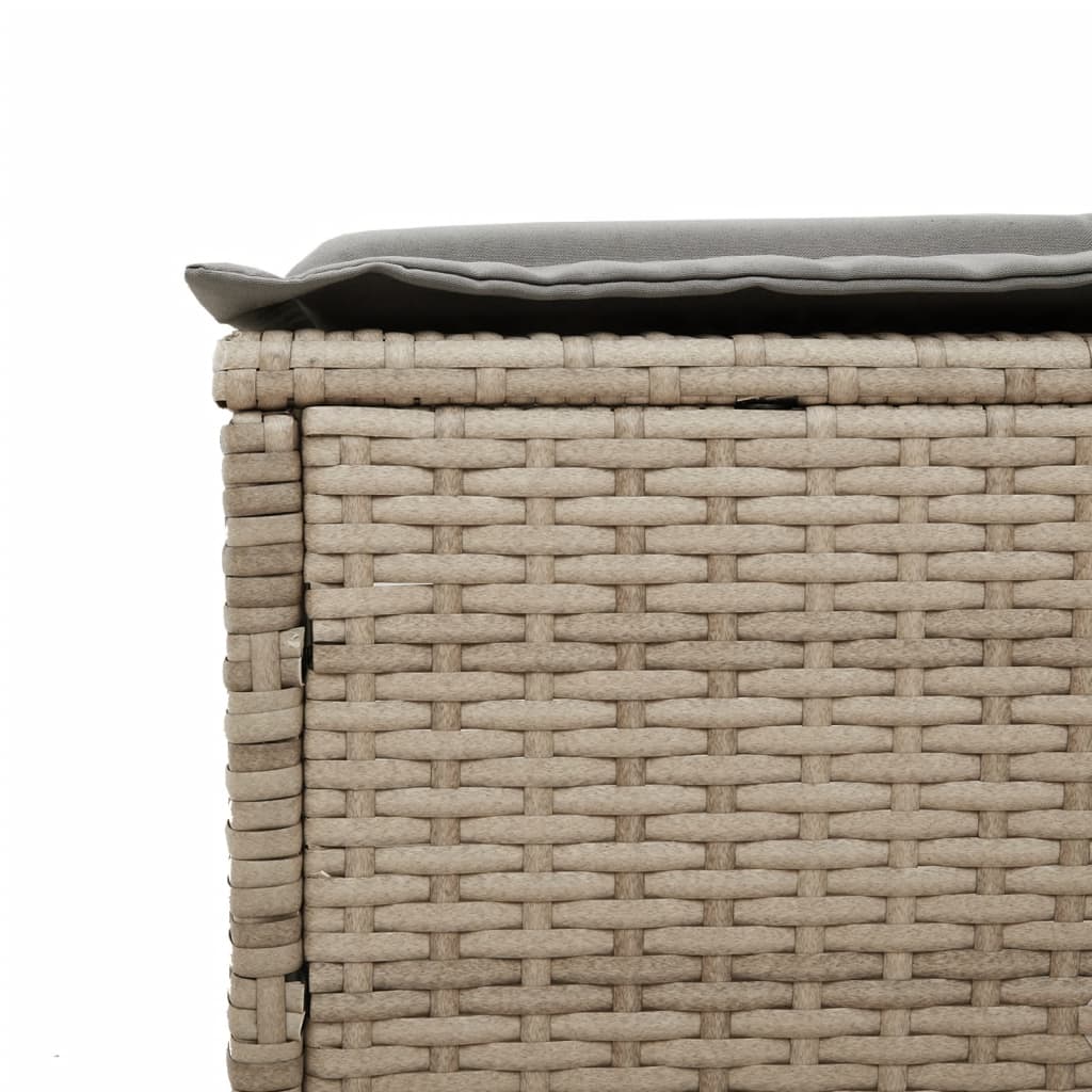 Bain de soleil avec coussin en polyrotin beige