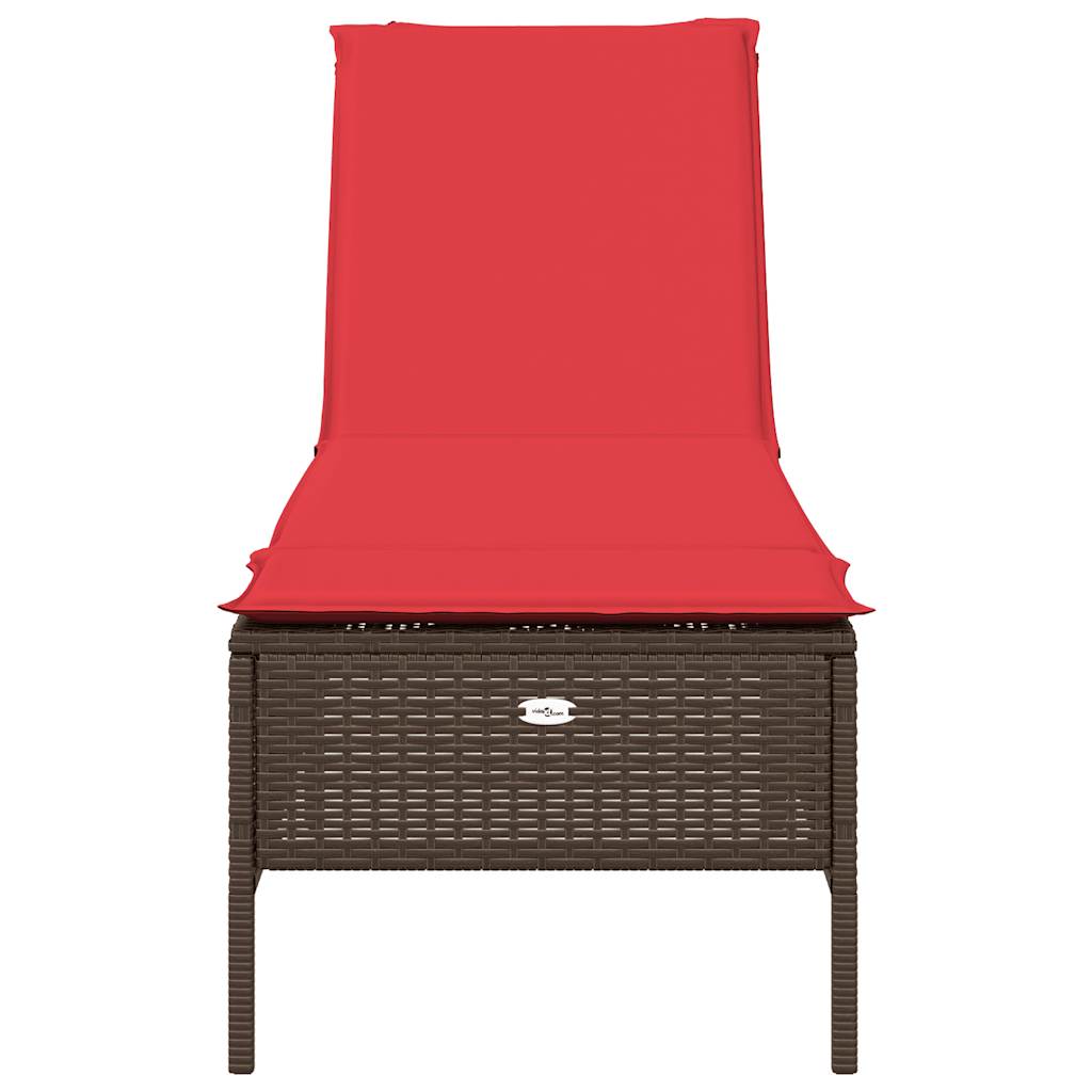 Sonnenliege mit Kissen Braun Poly Rattan