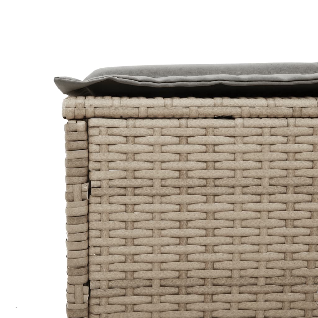 Bain de soleil avec table et coussin en polyrotin beige