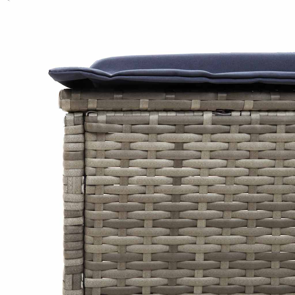 Sonnenliege mit Tisch und Kissen Grau Poly Rattan