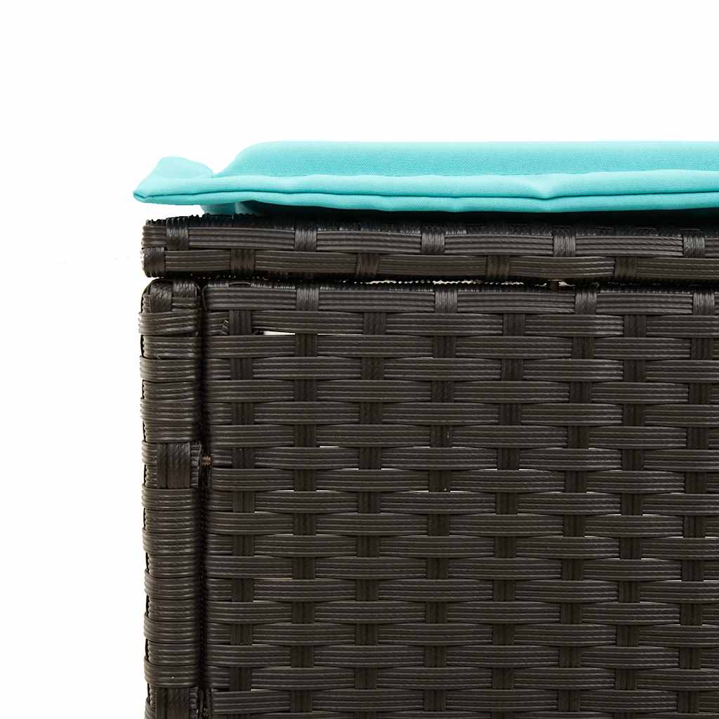Sonnenliege mit Tisch und Kissen Schwarz Poly Rattan