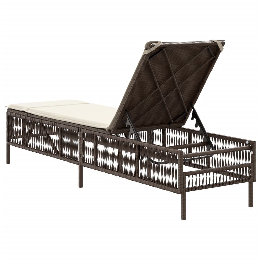 Bain de soleil avec coussin en polyrotin marron