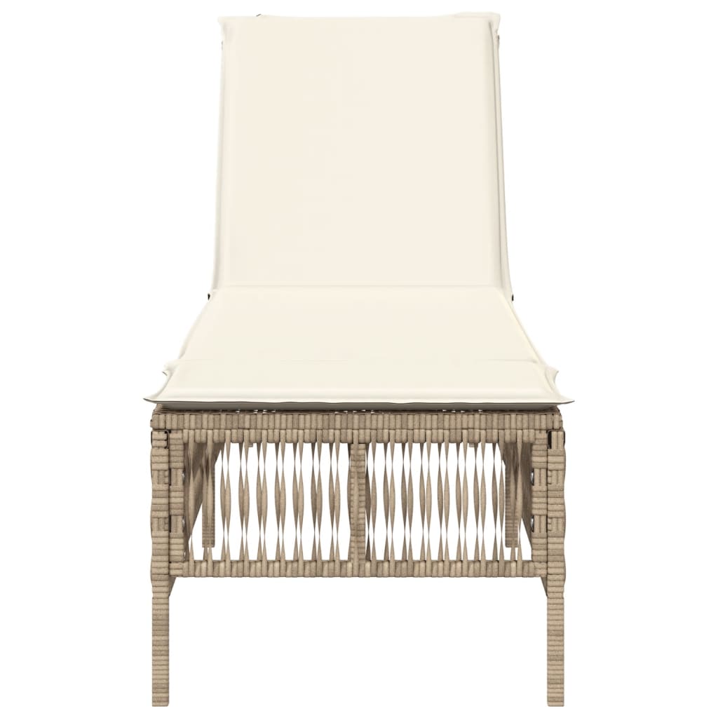 Sonnenliege mit Auflage Beige Poly Rattan