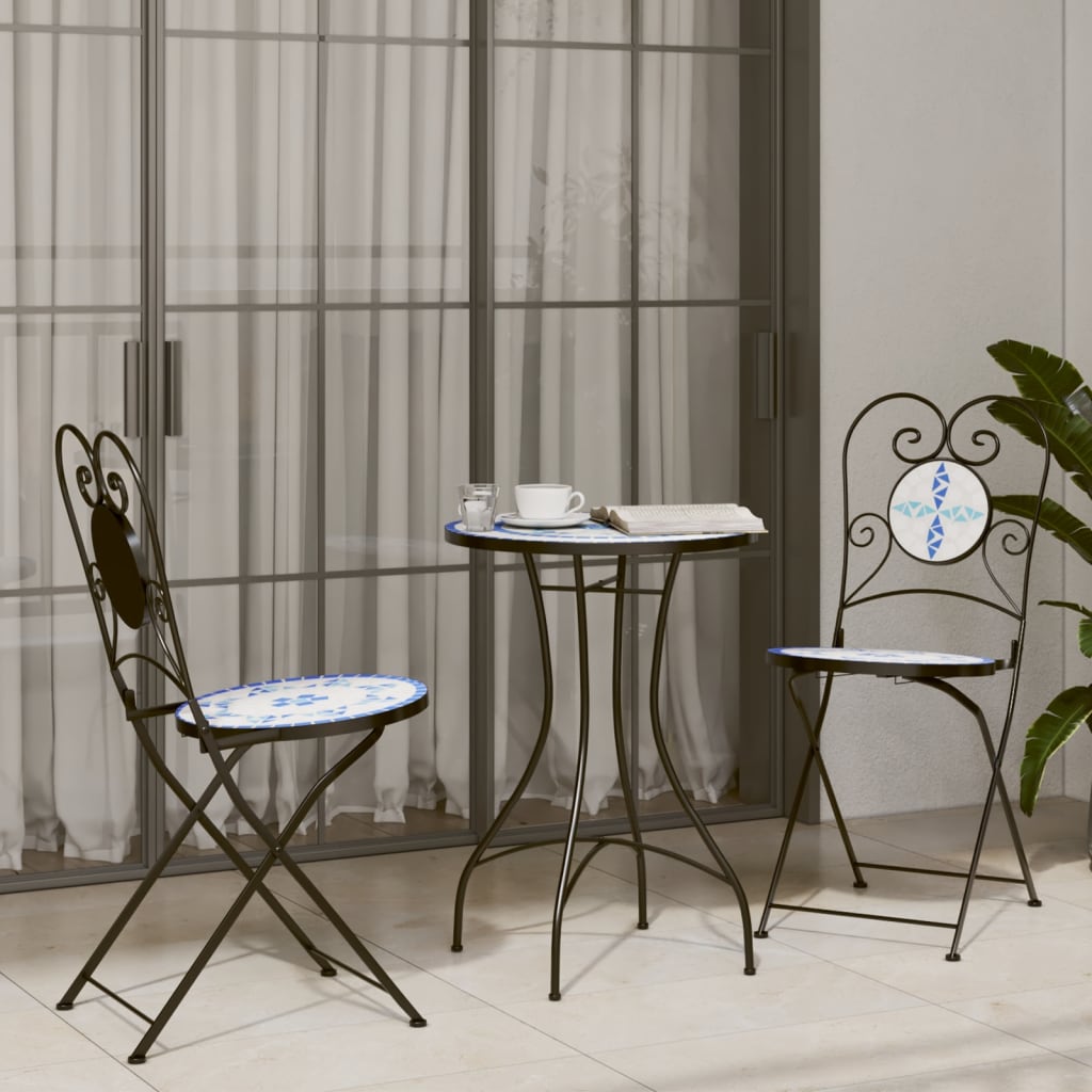 Mosaik-Bistrotisch Blau Ø50x70 cm Keramik