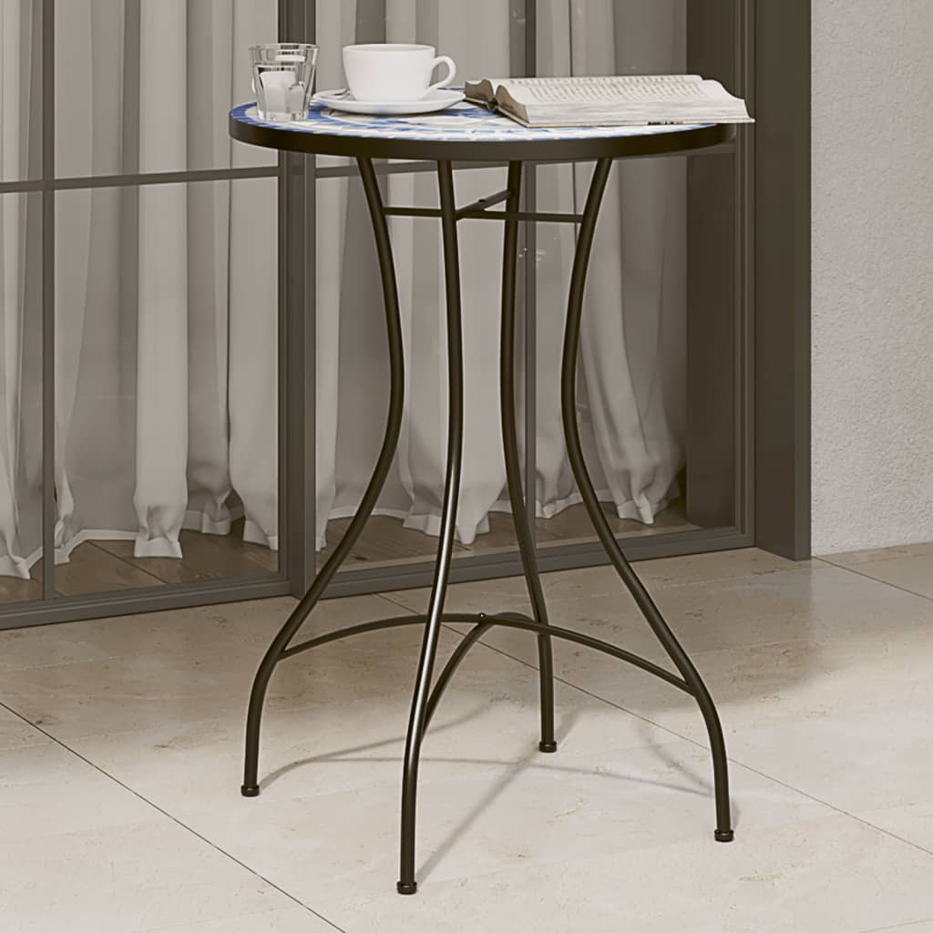 Mosaik-Bistrotisch Blau Ø50x70 cm Keramik
