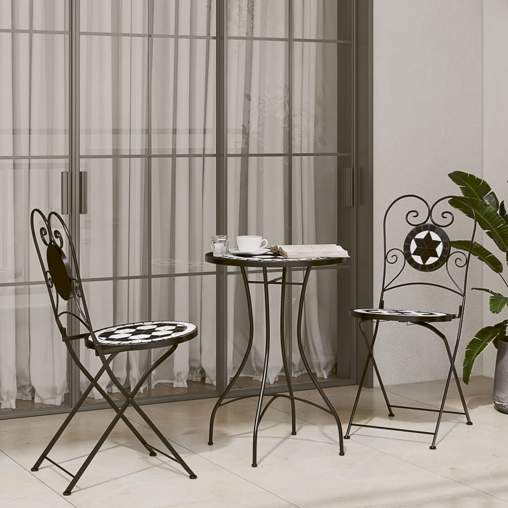 Mosaik-Bistrotisch Schwarz Ø50x70 cm Keramik