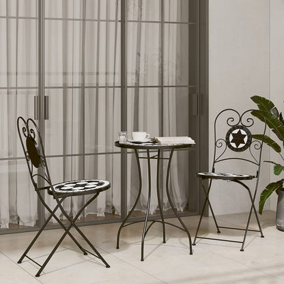 Mosaik-Bistrotisch Schwarz Ø50x70 cm Keramik