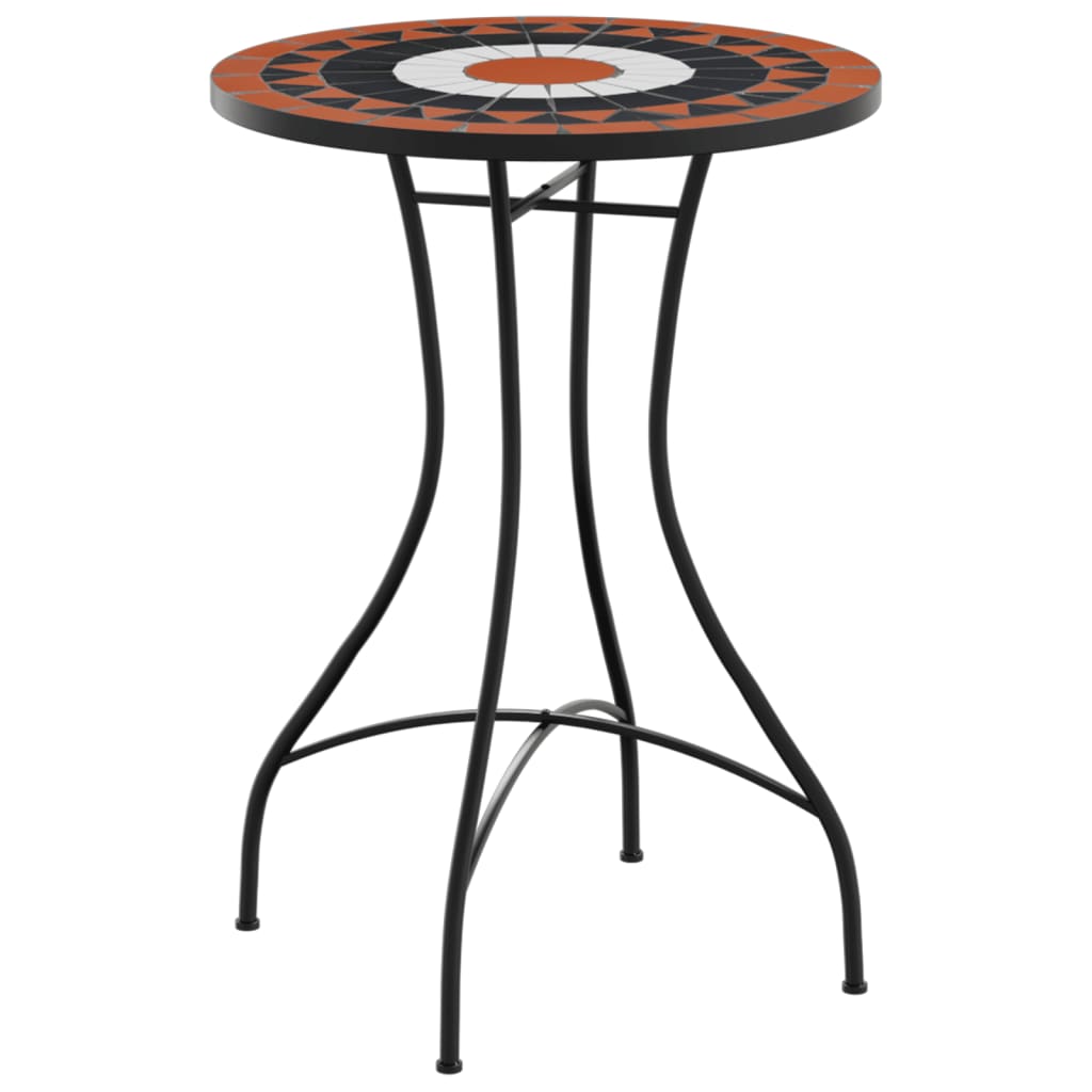 Mosaik-Bistrotisch Terrakottarot und Schwarz Ø50x70 cm Keramik