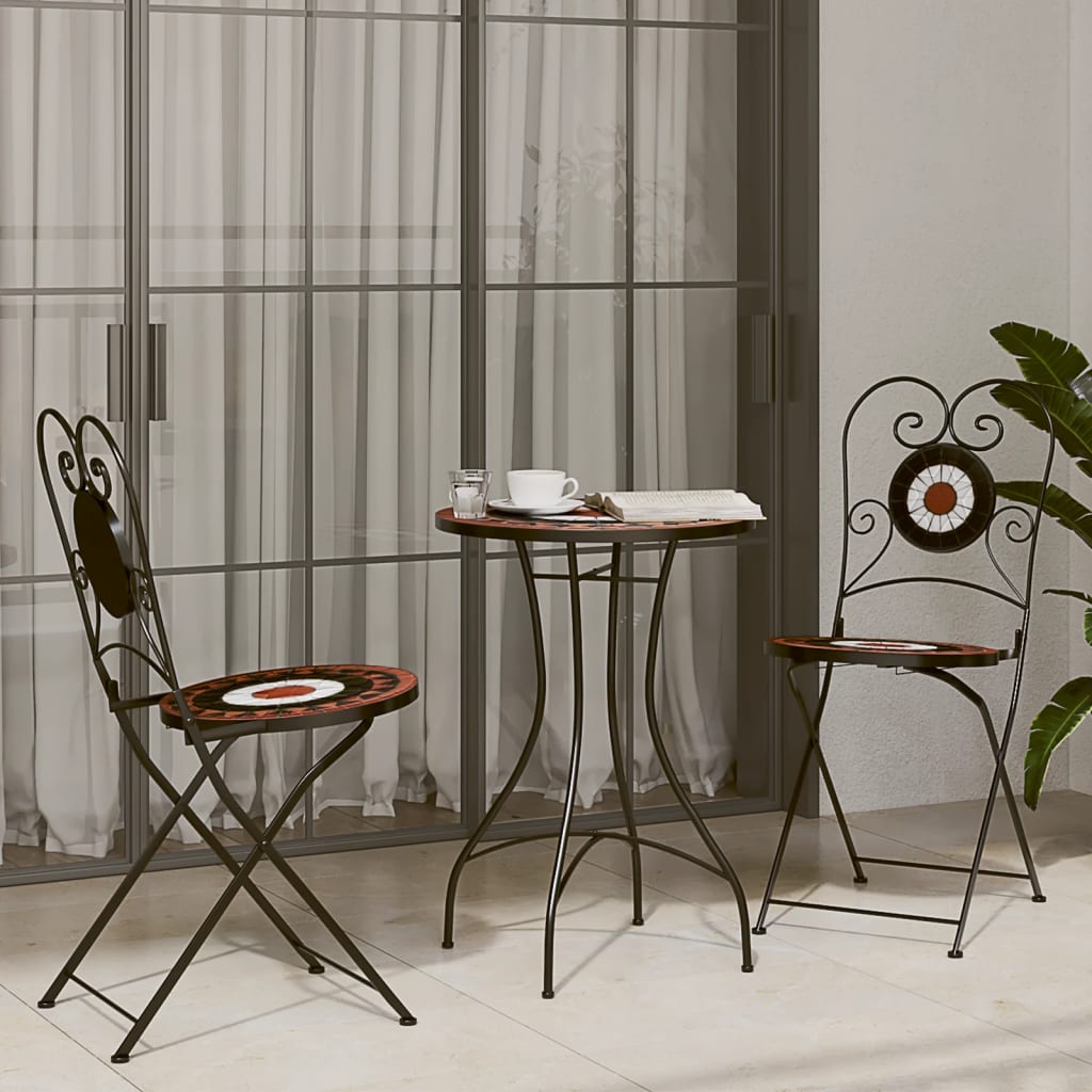 Mosaik-Bistrotisch Terrakottarot und Schwarz Ø50x70 cm Keramik
