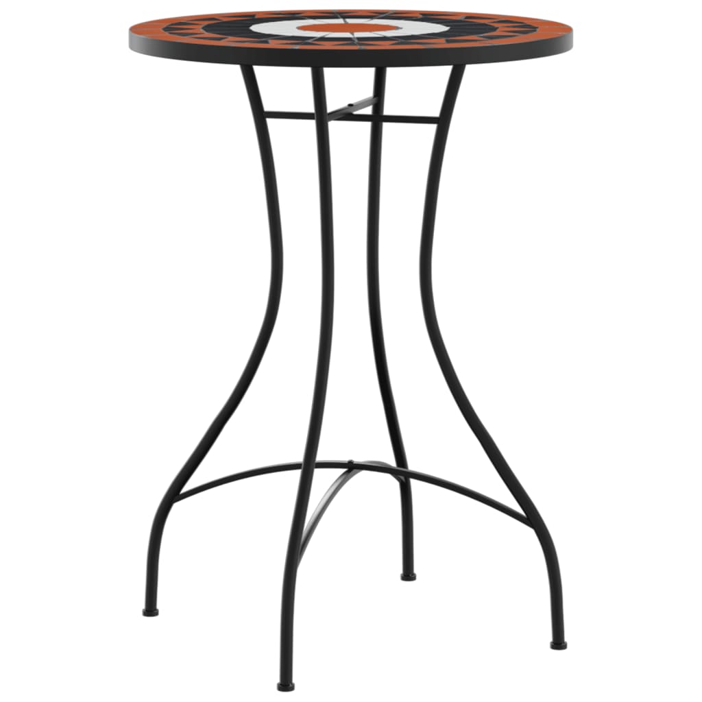 Mosaik-Bistrotisch Terrakottarot und Schwarz Ø50x70 cm Keramik