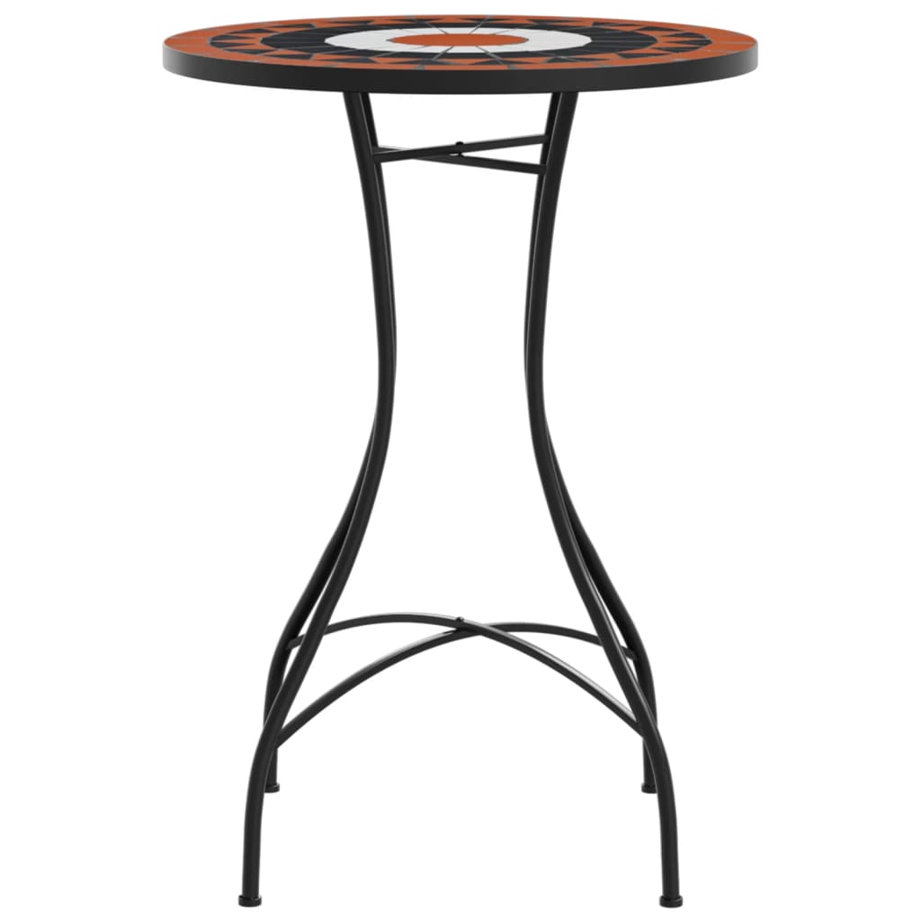 Mosaik-Bistrotisch Terrakottarot und Schwarz Ø50x70 cm Keramik