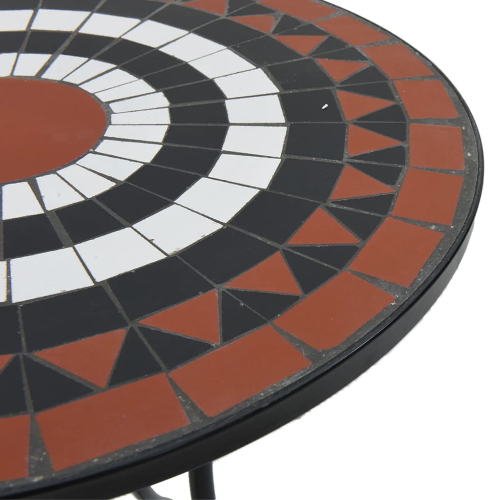Mosaik-Bistrotisch Terrakottarot und Schwarz Ø50x70 cm Keramik