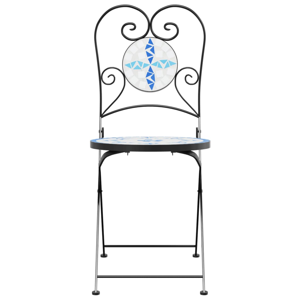 Klappstühle, 2 Stück, blau-weiß, Keramik